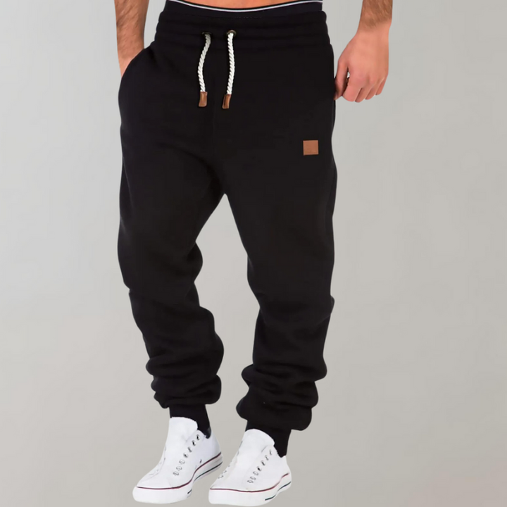 Men's Relaxed Fit Joggers with Drawstring - Casual Comfort - Black