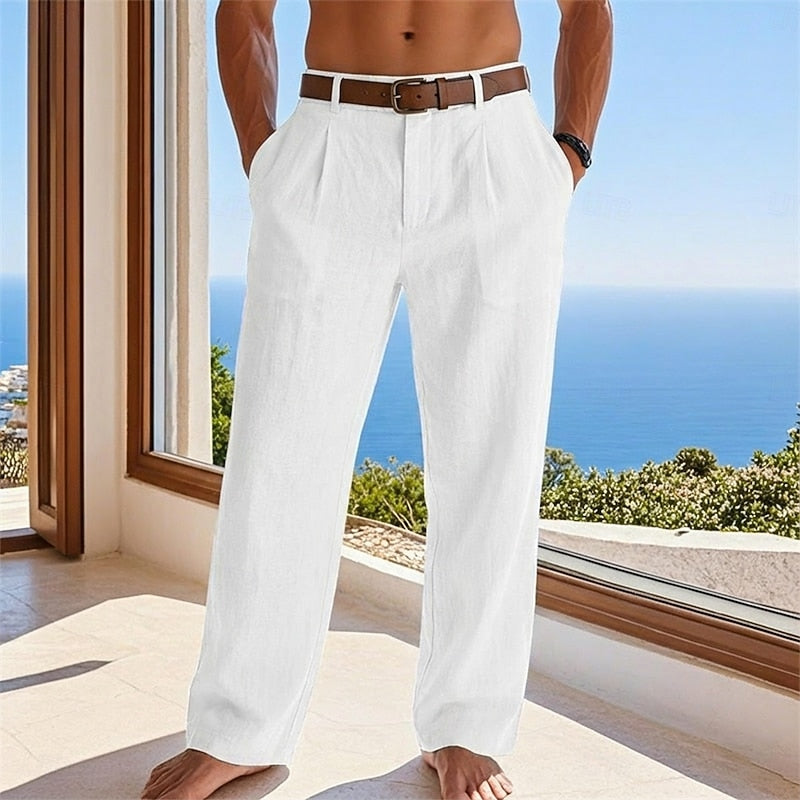 Men's Relaxed Summer Pants in white, Lightweight Comfort