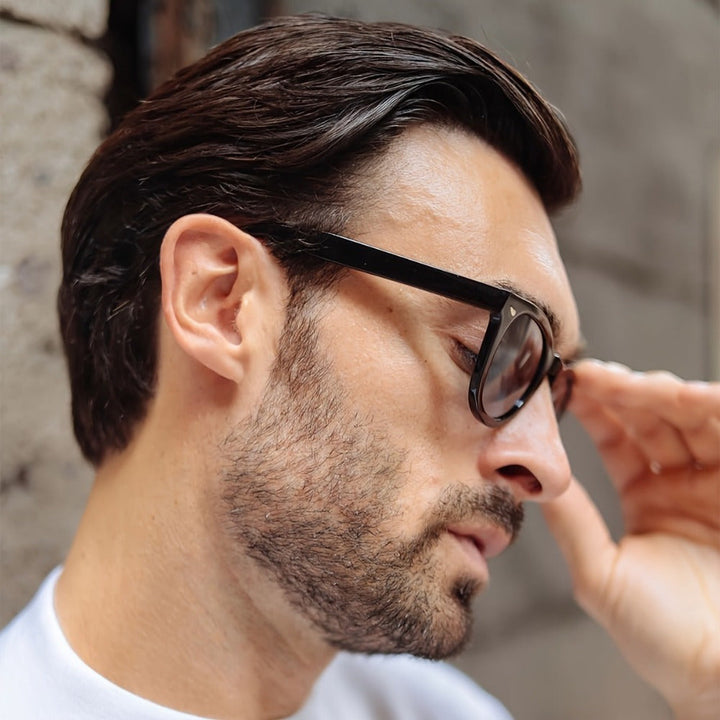 Men's Retro Round Sunglasses - Black Frame with AC Lenses