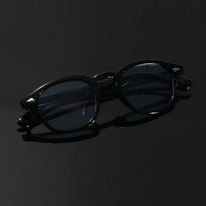 Men's Retro Round Sunglasses - Black Frame with AC Lenses