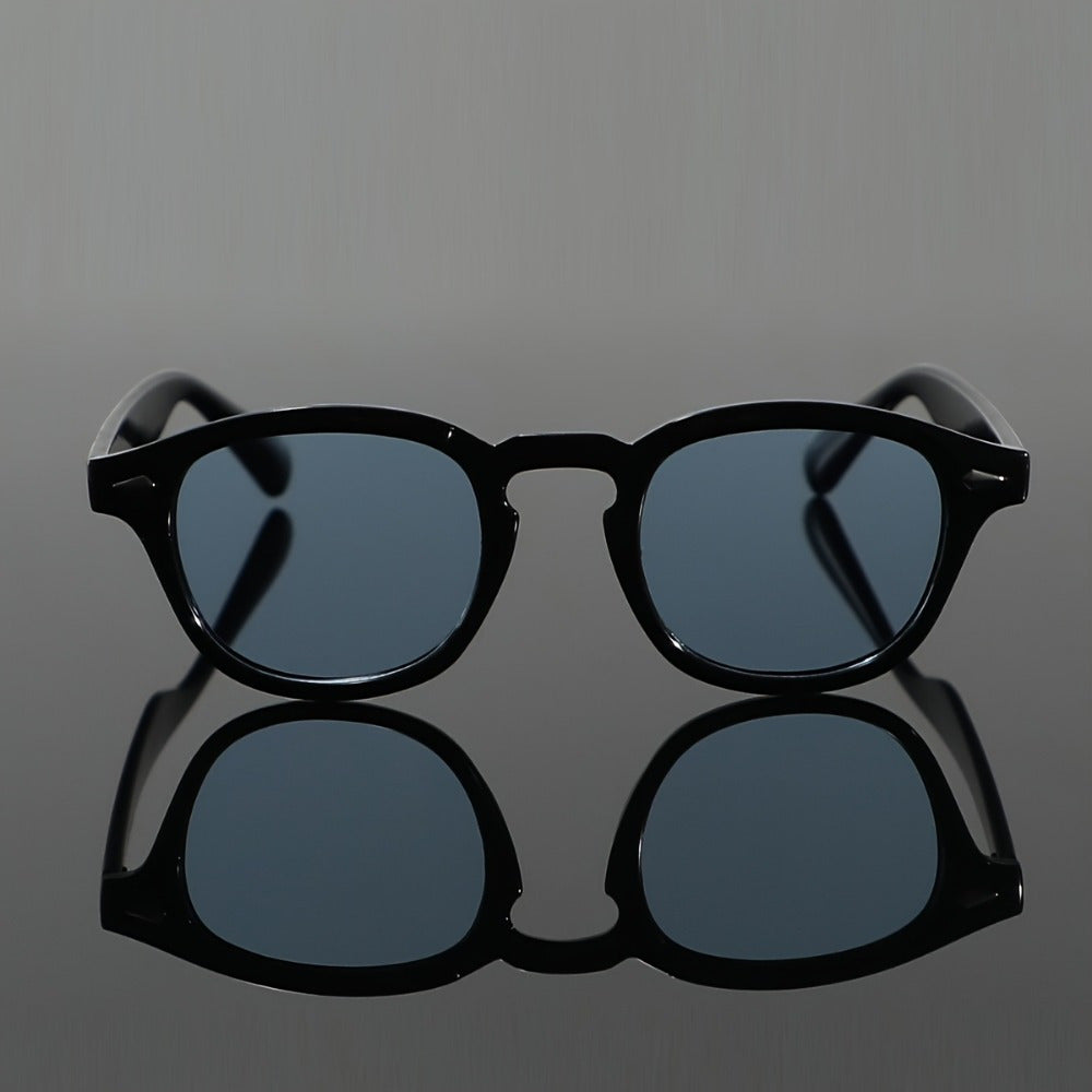 Men's Retro Round Sunglasses - Black Frame with AC Lenses