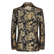 Men's Slim Fit Blazer with Metallic Print - Formal Evening Jacket