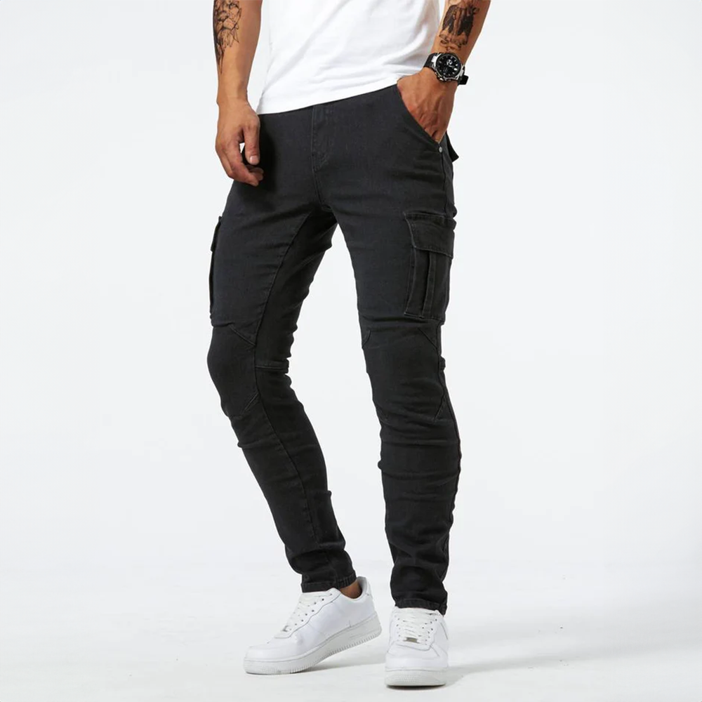 Men's Slim Fit Cargo Pants - Modern Casual Style - Black
