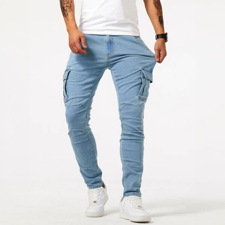 Men's Slim Fit Cargo Pants - Modern Casual Style - Blue