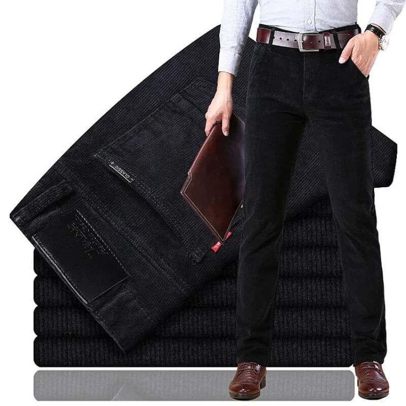 Men's Slim Fit Chinos - Monaco Style Trousers - Black