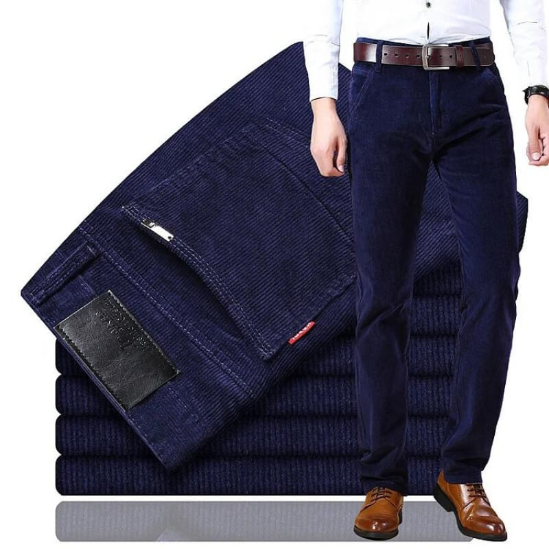 Men's Slim Fit Chinos - Monaco Style Trousers - Blue