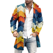 Men's Slim Fit Coat - Multicolor Button Front - Blue