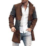 Men's Slim Fit Coat - Multicolor Button Front - Brown