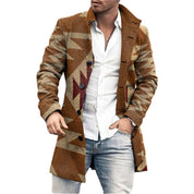 Men's Slim Fit Coat - Multicolor Button Front - Tan