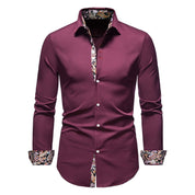 Men's Slim Fit Cotton Shirt - Modern Paisley Print - Red