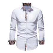 Men's Slim Fit Cotton Shirt - Modern Paisley Print - White