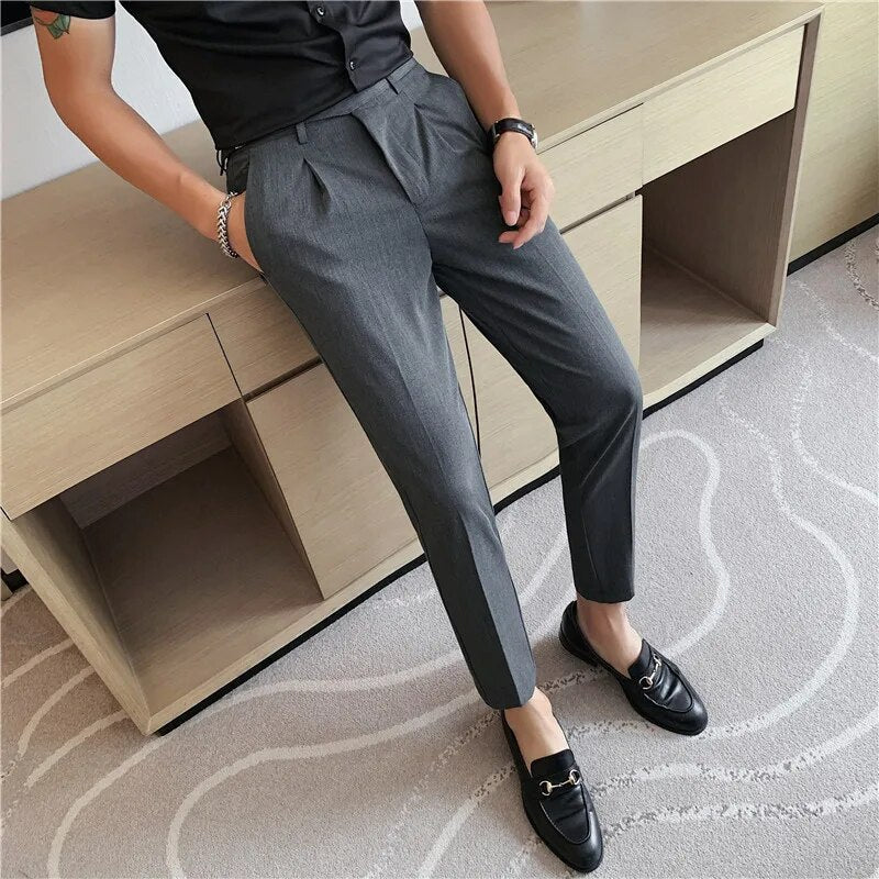 Men's Slim Fit Dress Pants - Formal & Casual - Grey