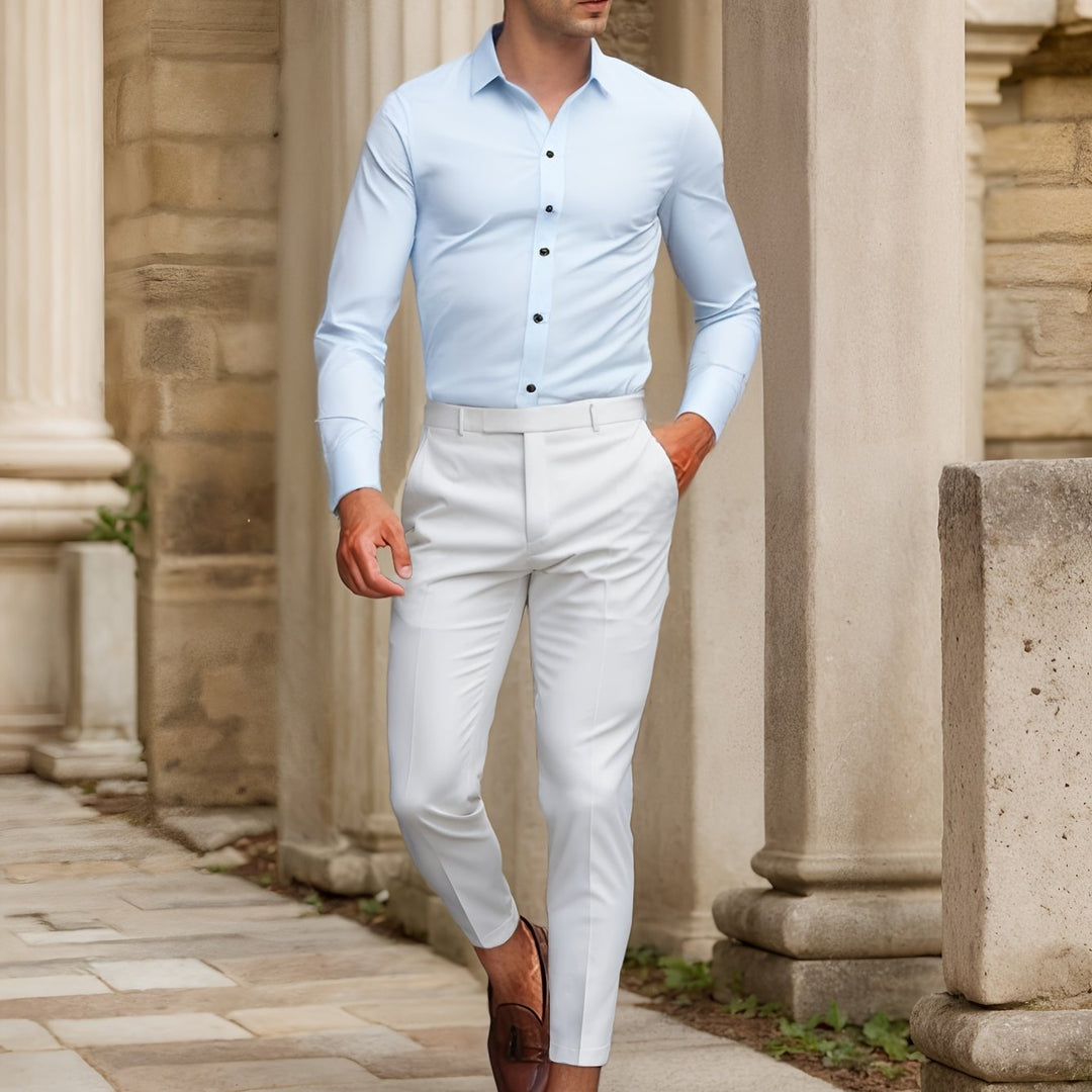 Men's Slim Fit Dress Shirt - Subtle Sheen - Blue