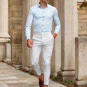 Men's Slim Fit Dress Shirt - Subtle Sheen - Blue