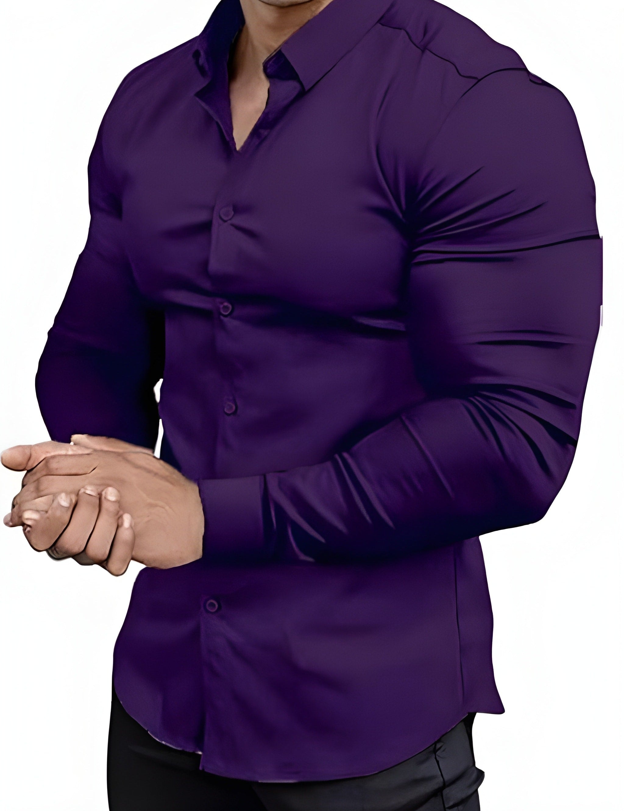 Men's Slim Fit Dress Shirt - Subtle Sheen - Dark Purple
