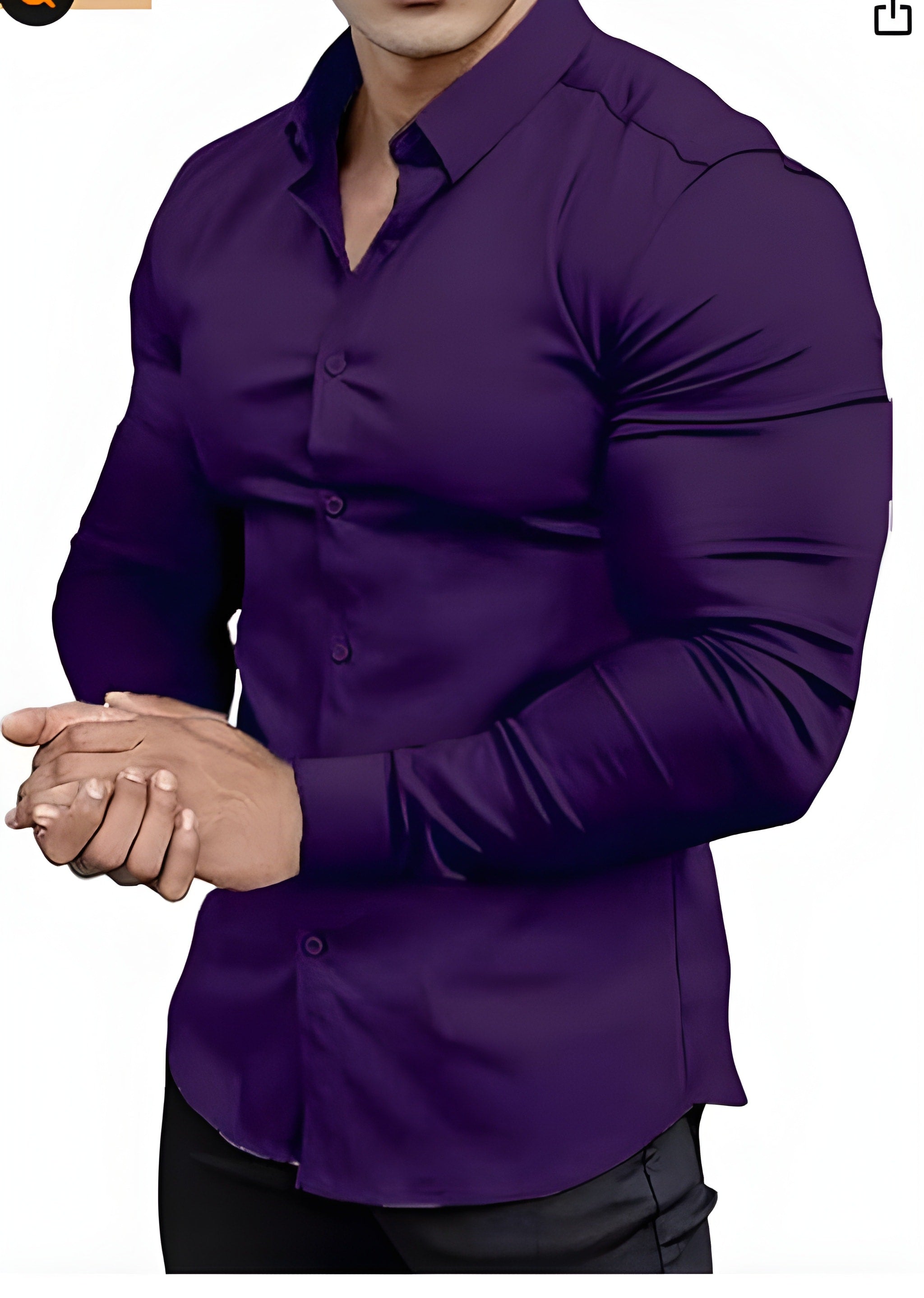 Men's Slim Fit Dress Shirt - Subtle Sheen - Dark Purple