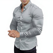 Men's Slim Fit Dress Shirt - Subtle Sheen - Grey