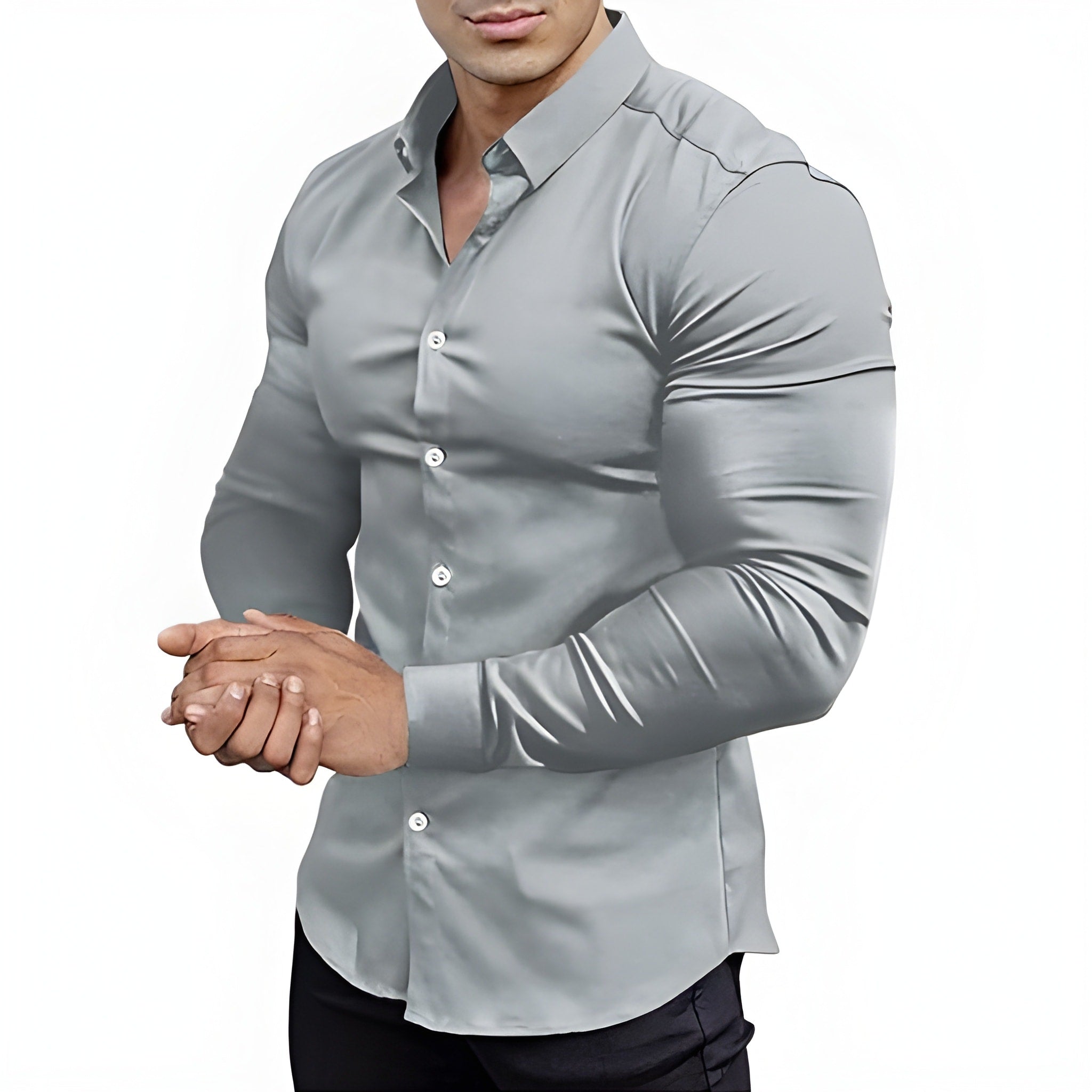 Men's Slim Fit Dress Shirt - Subtle Sheen - Grey