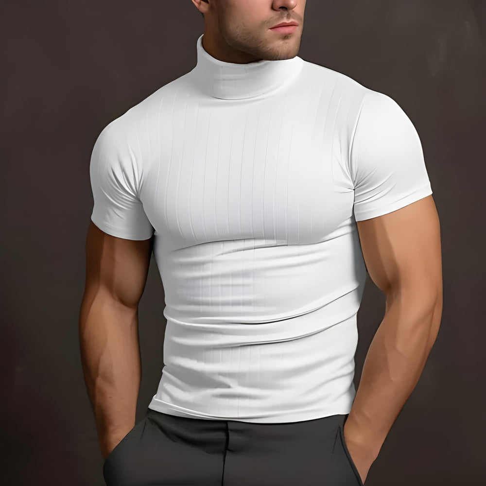 Men's Slim Fit Polo T-Shirt - Ribbed Collar Casual - White