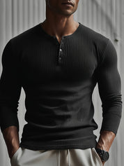 Men's Slim Fit Ribbed Shirt - Modern Casual Style - Black