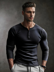 Men's Slim Fit Ribbed Shirt - Modern Casual Style