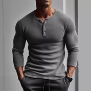 Men's Slim Fit Ribbed Shirt - Modern Casual Style - Grey