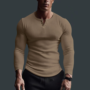 Men's Slim Fit Ribbed Shirt - Modern Casual Style - Khaki