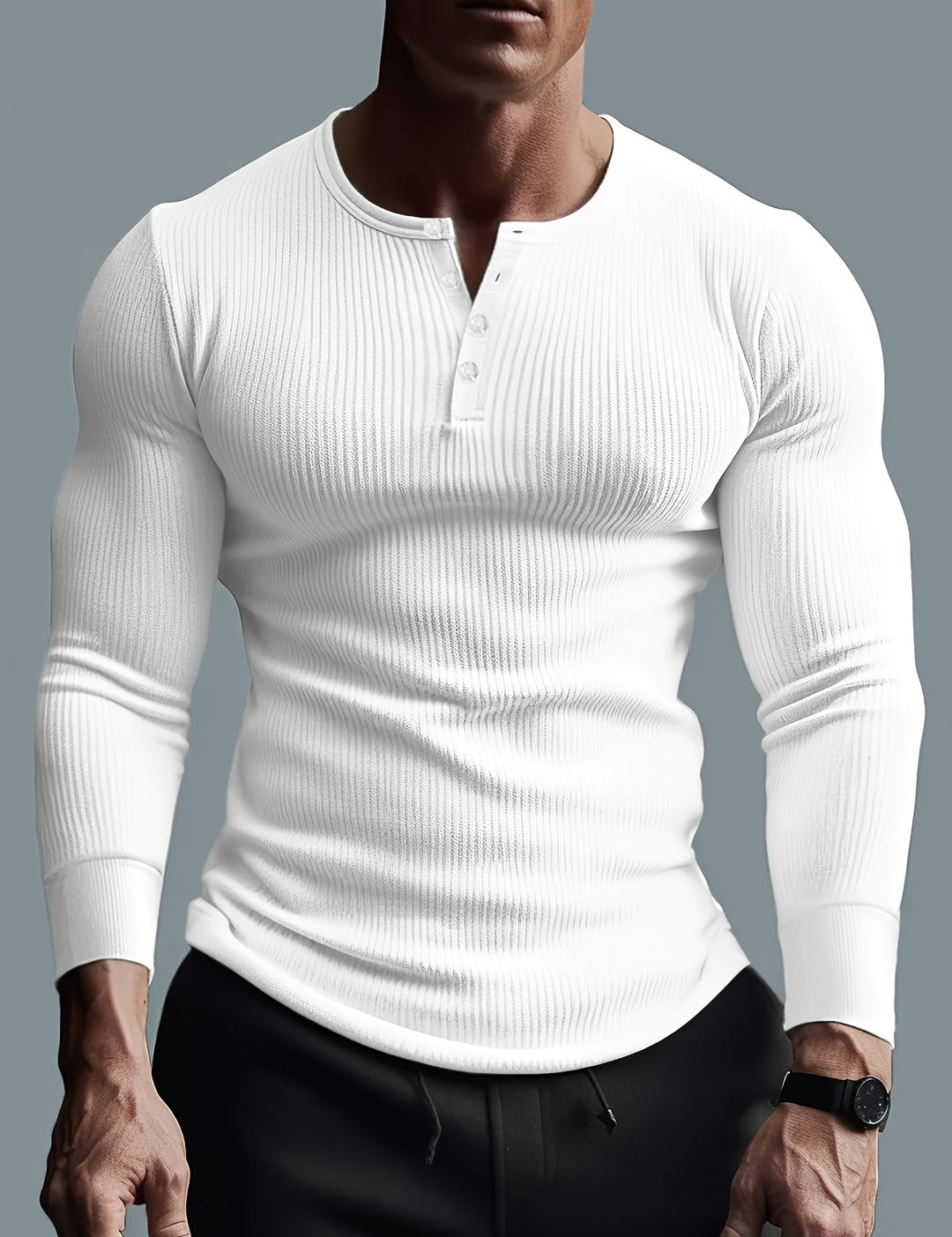Men's Slim Fit Ribbed Shirt - Modern Casual Style - White