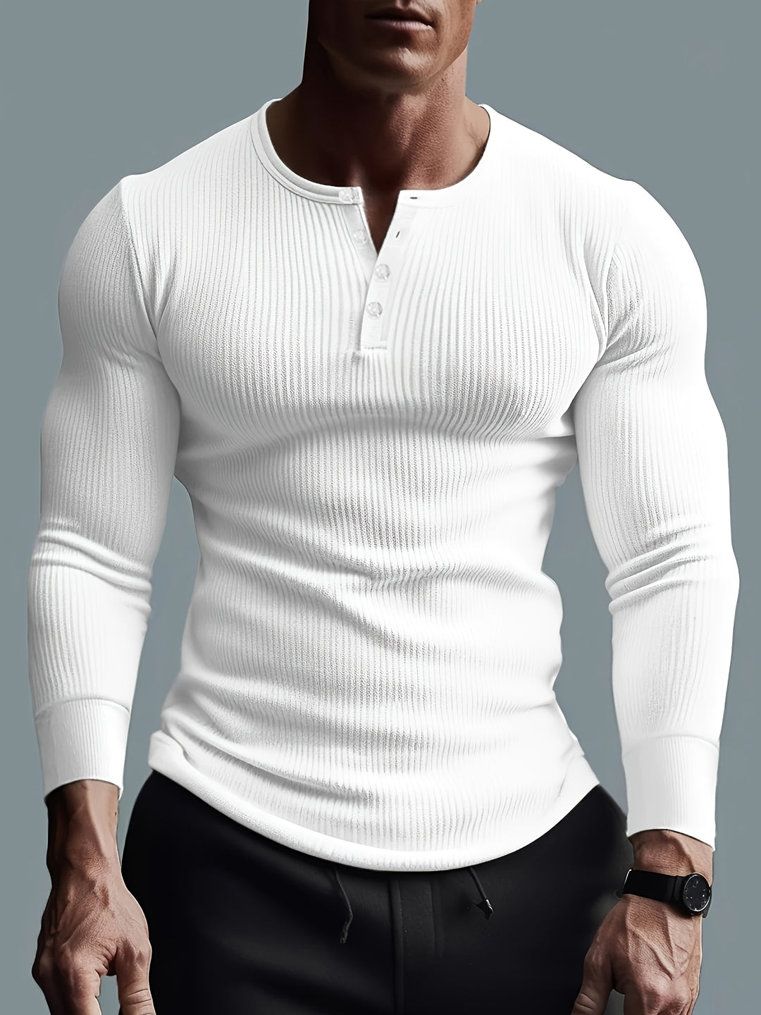 Men's Slim Fit Ribbed Shirt - Modern Casual Style - White
