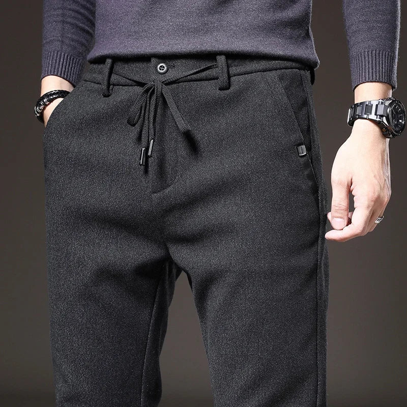 Men's Slim Fit Stretch Chinos - Modern Casual Trousers - Black