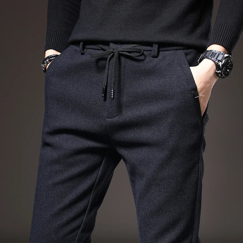 Men's Slim Fit Stretch Chinos - Modern Casual Trousers - Blue