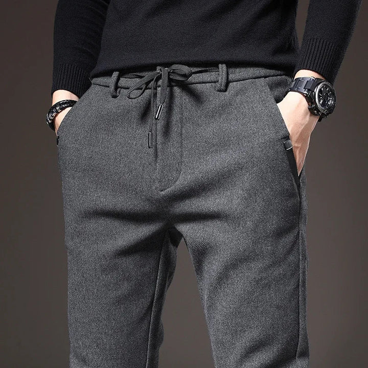 Men's Slim Fit Stretch Chinos - Modern Casual Trousers - Grey