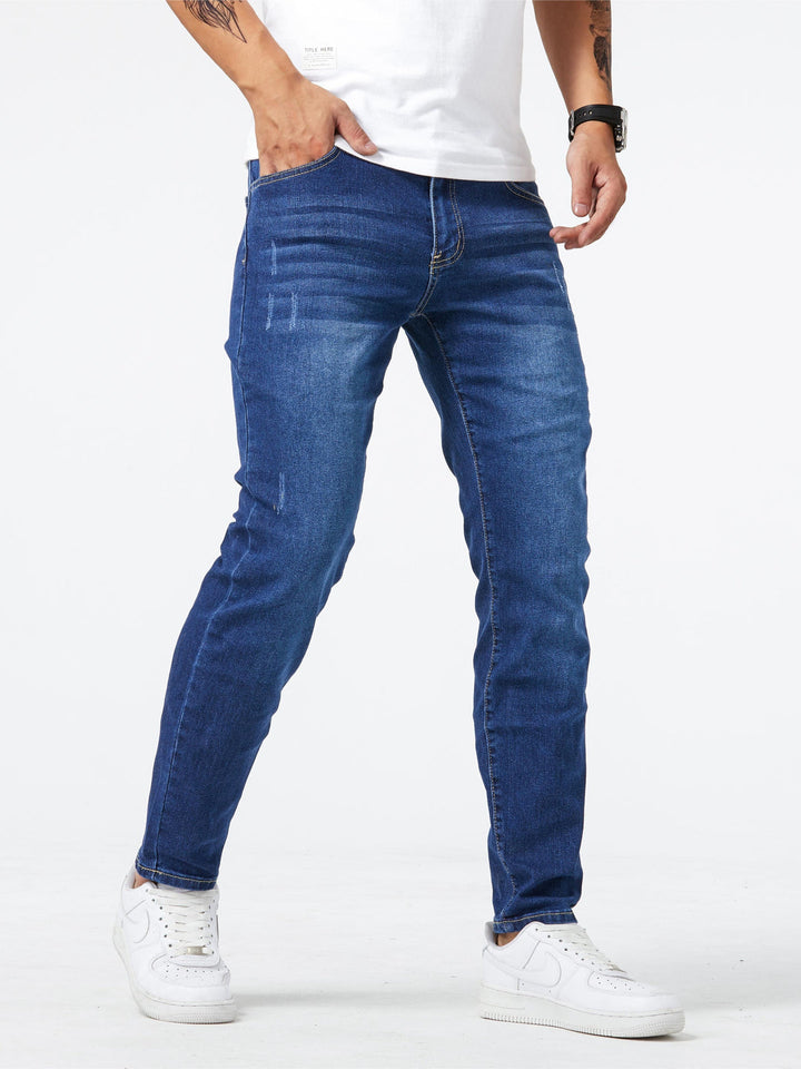 Men's Slim Fit Stretch Jeans - Modern Casual Denim - Blue