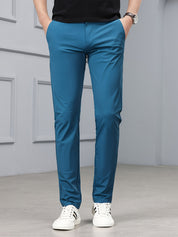 Men's Slim Fit Stretch Pants - Timeless Casual Style - Blue-Green