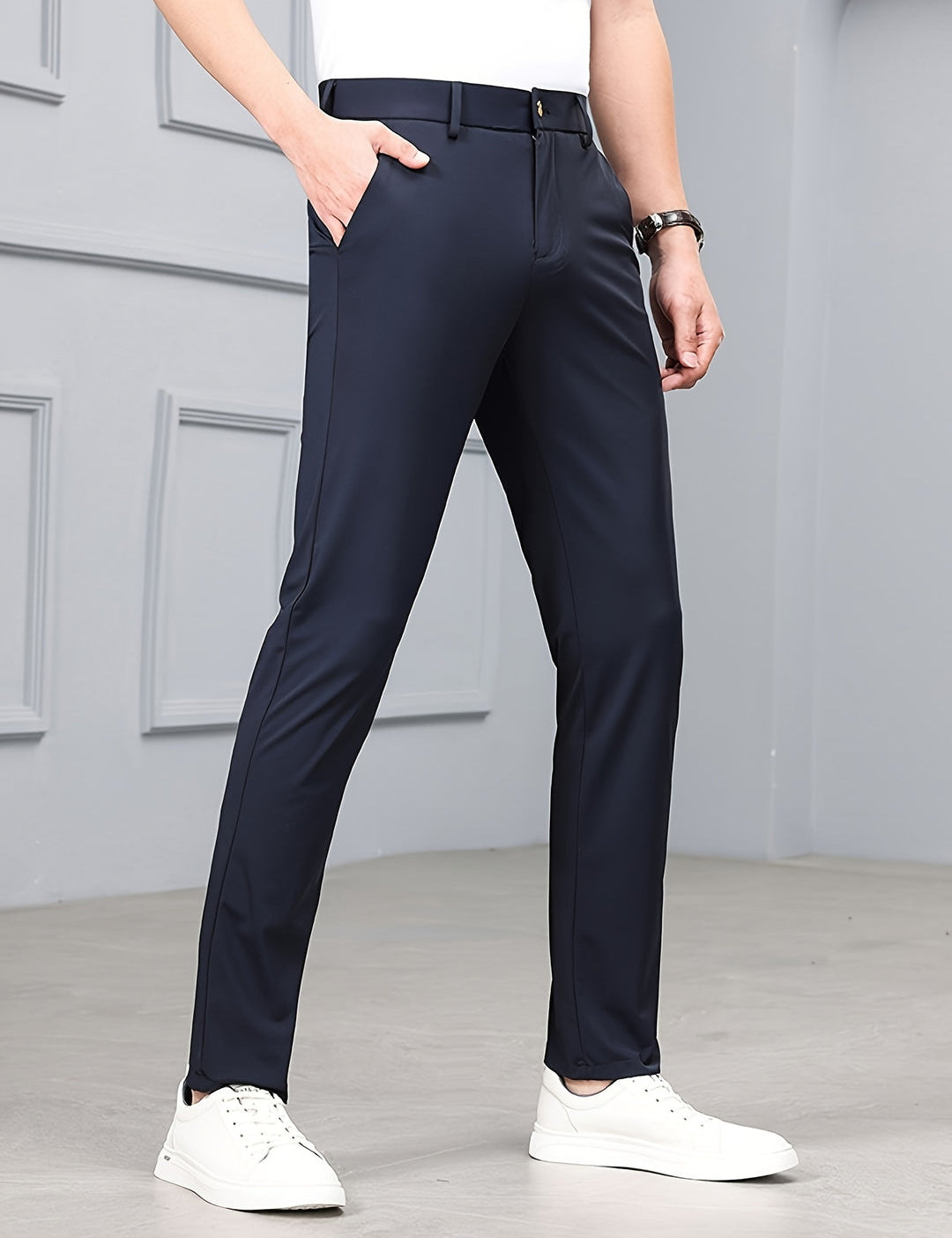 Men's Slim Fit Stretch Pants - Timeless Casual Style - Blue