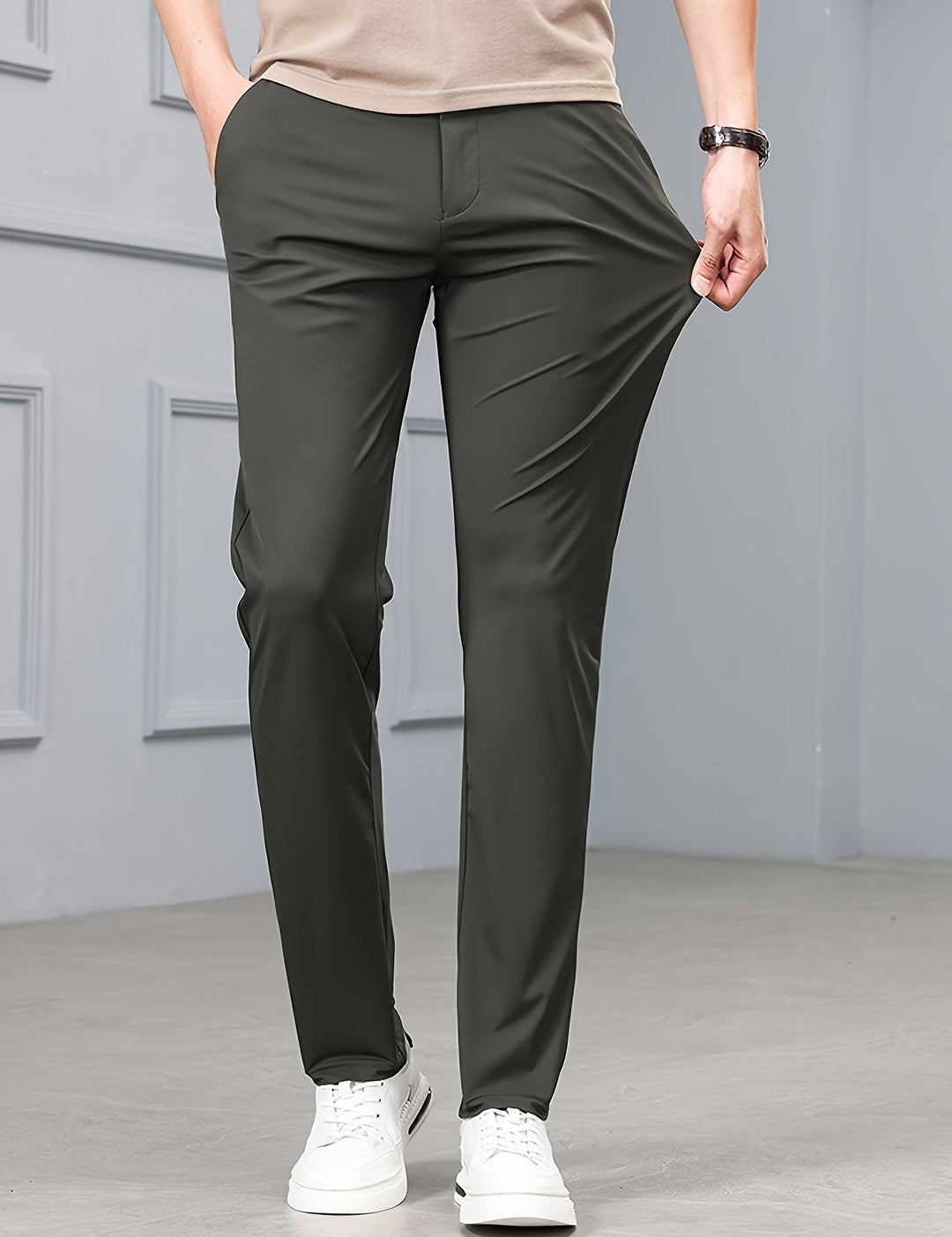 Men's Slim Fit Stretch Pants - Timeless Casual Style - Green