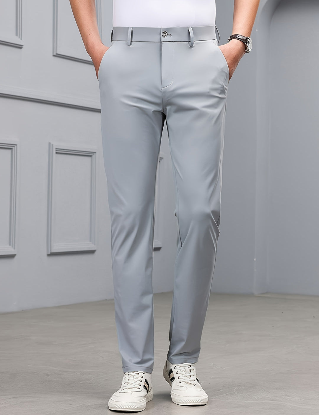 Men's Slim Fit Stretch Pants - Timeless Casual Style - Grey