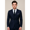 Men's Slim Fit Three-Piece Suit Set - Navy, Black, Grey