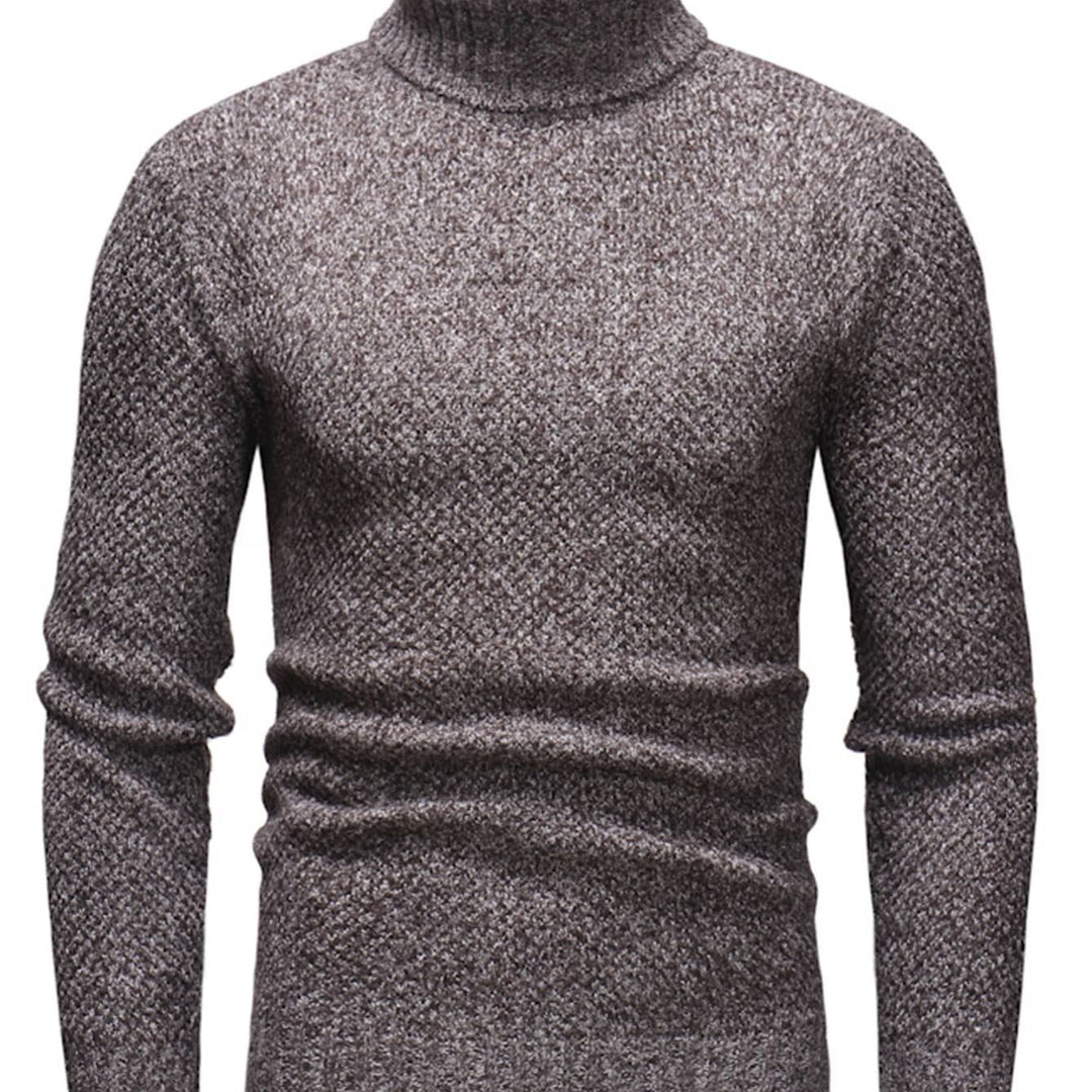 Men's Slim Fit Turtleneck Sweater - Soft Knit - Coffee