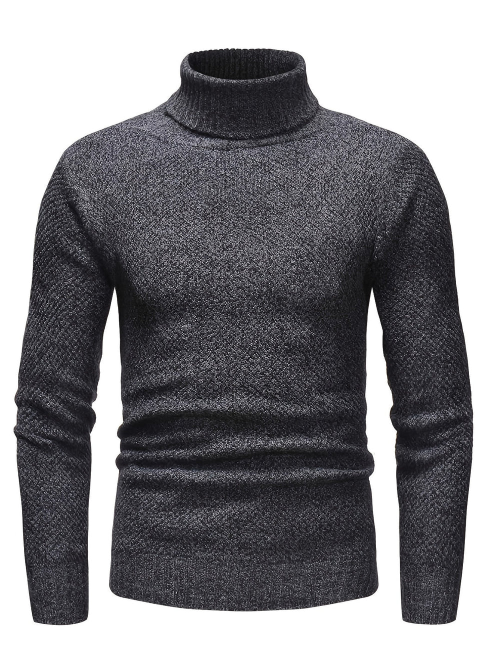 Men's Slim Fit Turtleneck Sweater - Soft Knit - Grey