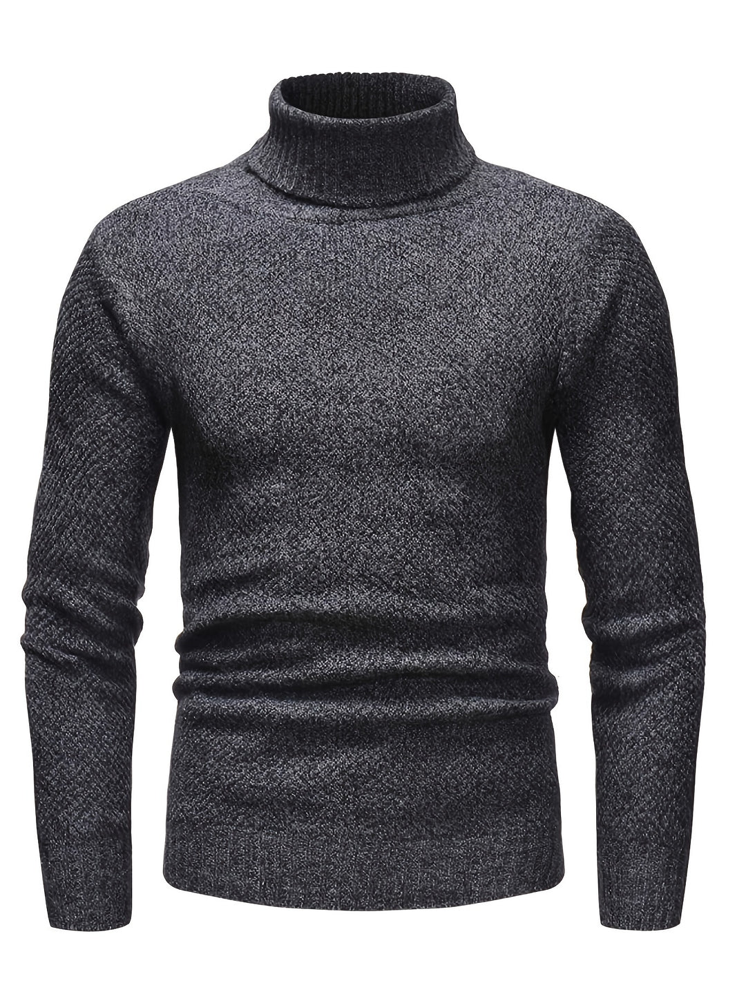 Men's Slim Fit Turtleneck Sweater - Soft Knit - Grey