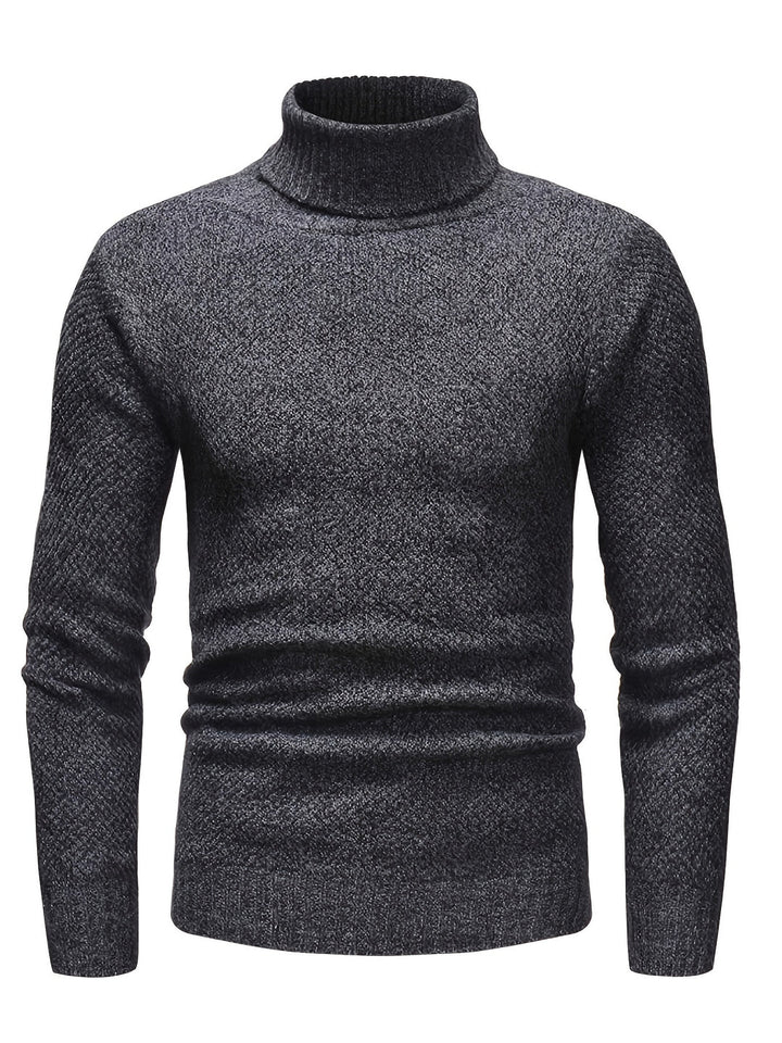 Men's Slim Fit Turtleneck Sweater - Soft Knit - Grey