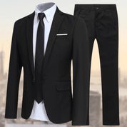 Men's Slim Fit Two-Piece Suit Set - Wedding & Business - Black