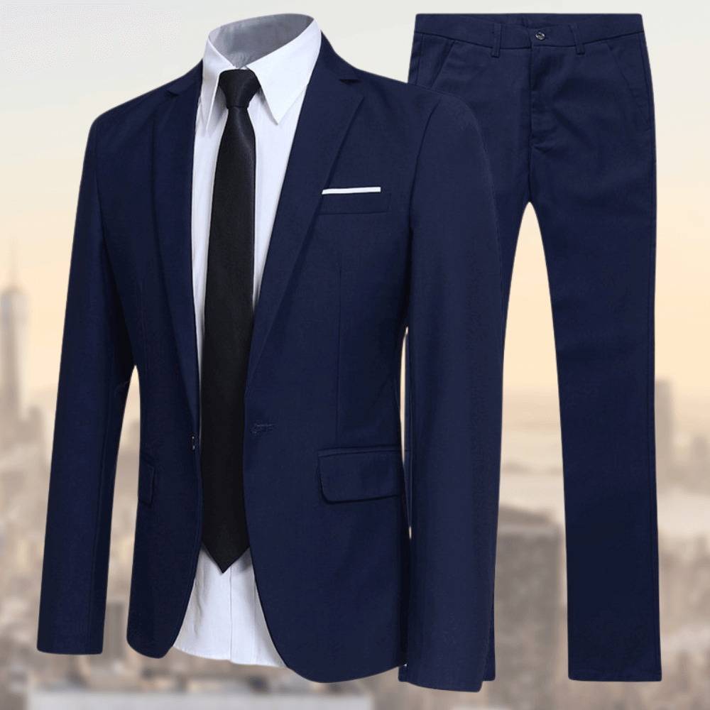 Men's Slim Fit Two-Piece Suit Set - Wedding & Business - Blue