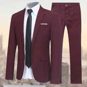 Men's Slim Fit Two-Piece Suit Set - Wedding & Business - Red