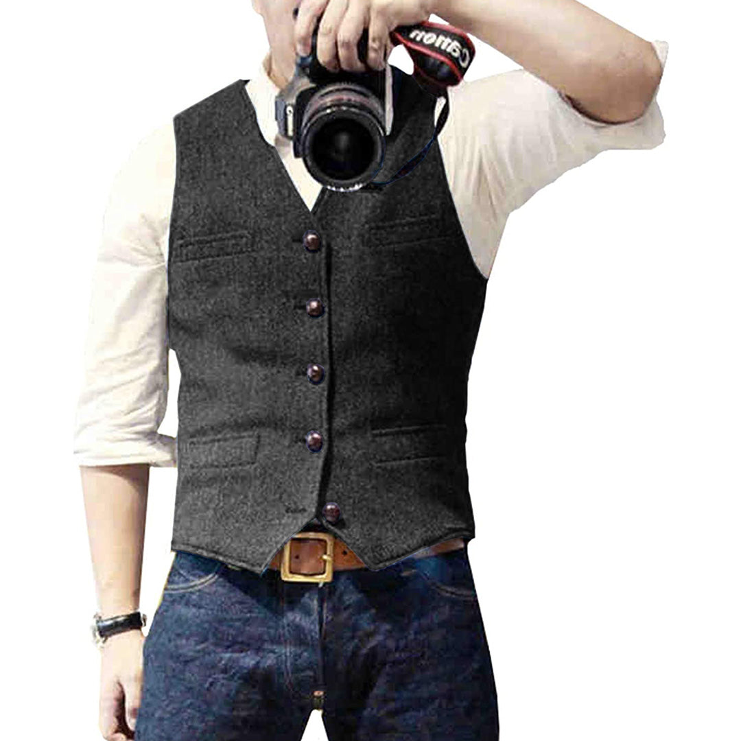 Men's Slim Fit Vest - Timeless Elegance - Black