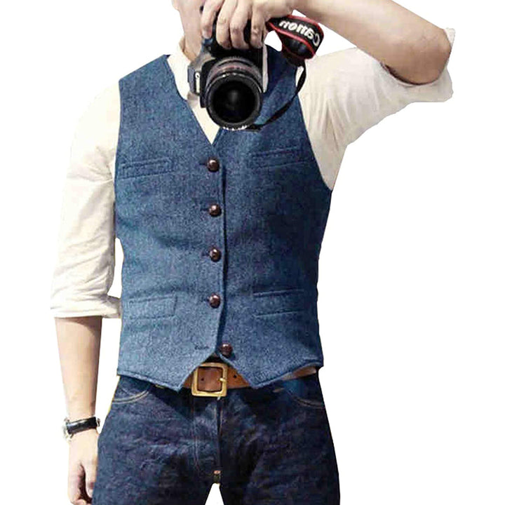 Men's Slim Fit Vest - Timeless Elegance - Blue