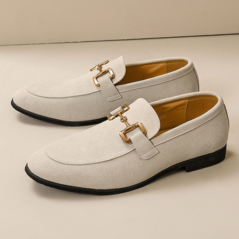 Men's Slip-On Loafers - Elegant Formal Shoes - Beige