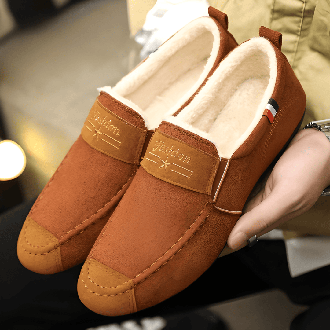 Men's Slip-On Loafers - Lightweight Winter Comfort - Brown