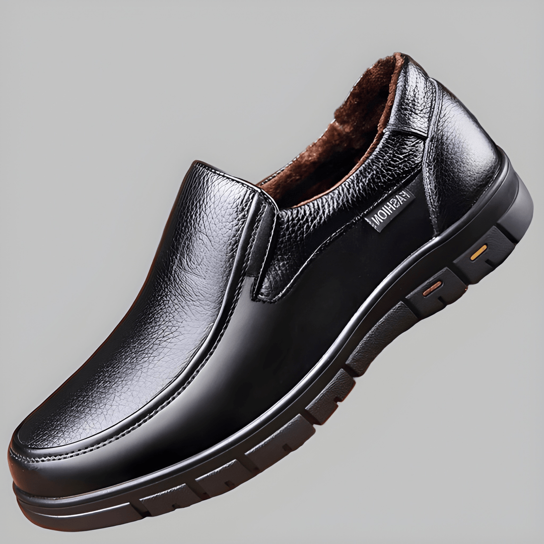 Men's Slip-On Shoes - Comfortable Everyday Loafers - Black Plush